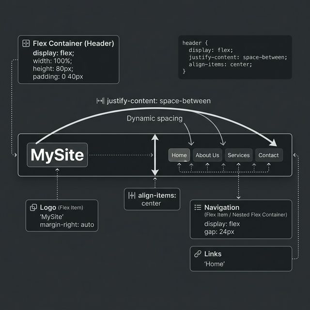 Ілюстрація Flexbox Header